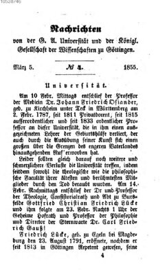 Göttingische gelehrte Anzeigen (Göttingische Zeitungen von gelehrten Sachen) Montag 5. März 1855