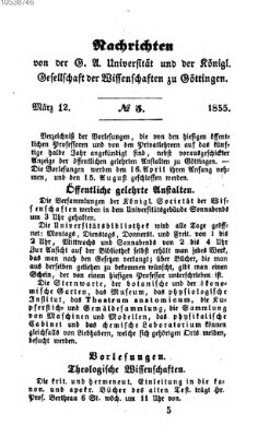 Göttingische gelehrte Anzeigen (Göttingische Zeitungen von gelehrten Sachen) Montag 12. März 1855