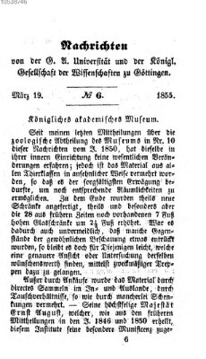 Göttingische gelehrte Anzeigen (Göttingische Zeitungen von gelehrten Sachen) Montag 19. März 1855