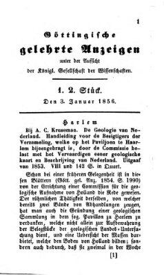 Göttingische gelehrte Anzeigen (Göttingische Zeitungen von gelehrten Sachen) Donnerstag 3. Januar 1856