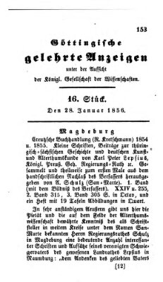 Göttingische gelehrte Anzeigen (Göttingische Zeitungen von gelehrten Sachen) Montag 28. Januar 1856