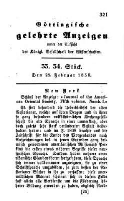 Göttingische gelehrte Anzeigen (Göttingische Zeitungen von gelehrten Sachen) Donnerstag 28. Februar 1856