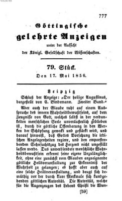 Göttingische gelehrte Anzeigen (Göttingische Zeitungen von gelehrten Sachen) Samstag 17. Mai 1856