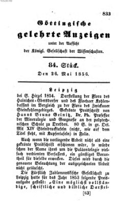 Göttingische gelehrte Anzeigen (Göttingische Zeitungen von gelehrten Sachen) Montag 26. Mai 1856