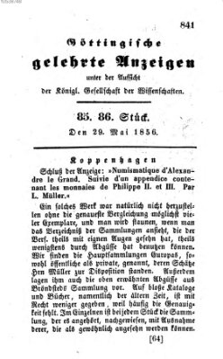 Göttingische gelehrte Anzeigen (Göttingische Zeitungen von gelehrten Sachen) Donnerstag 29. Mai 1856