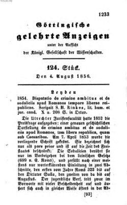 Göttingische gelehrte Anzeigen (Göttingische Zeitungen von gelehrten Sachen) Montag 4. August 1856