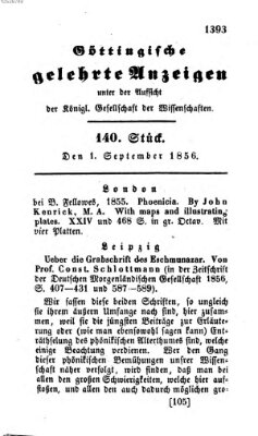 Göttingische gelehrte Anzeigen (Göttingische Zeitungen von gelehrten Sachen) Montag 1. September 1856