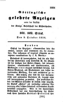 Göttingische gelehrte Anzeigen (Göttingische Zeitungen von gelehrten Sachen) Donnerstag 9. Oktober 1856