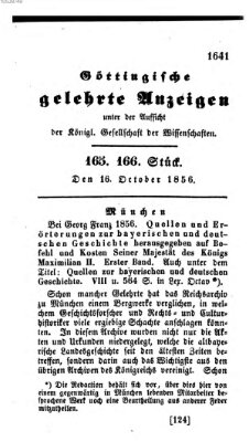 Göttingische gelehrte Anzeigen (Göttingische Zeitungen von gelehrten Sachen) Donnerstag 16. Oktober 1856