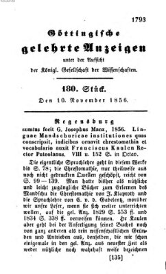 Göttingische gelehrte Anzeigen (Göttingische Zeitungen von gelehrten Sachen) Montag 10. November 1856