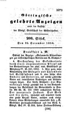 Göttingische gelehrte Anzeigen (Göttingische Zeitungen von gelehrten Sachen) Montag 29. Dezember 1856