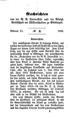 Göttingische gelehrte Anzeigen (Göttingische Zeitungen von gelehrten Sachen) Montag 11. Februar 1856