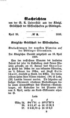 Göttingische gelehrte Anzeigen (Göttingische Zeitungen von gelehrten Sachen) Montag 28. April 1856