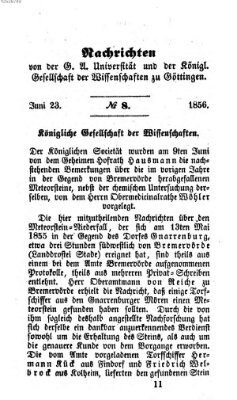 Göttingische gelehrte Anzeigen (Göttingische Zeitungen von gelehrten Sachen) Montag 23. Juni 1856