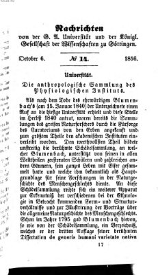 Göttingische gelehrte Anzeigen (Göttingische Zeitungen von gelehrten Sachen) Montag 6. Oktober 1856