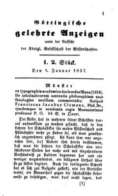 Göttingische gelehrte Anzeigen (Göttingische Zeitungen von gelehrten Sachen) Donnerstag 1. Januar 1857