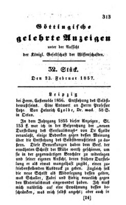 Göttingische gelehrte Anzeigen (Göttingische Zeitungen von gelehrten Sachen) Montag 23. Februar 1857