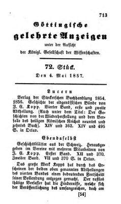 Göttingische gelehrte Anzeigen (Göttingische Zeitungen von gelehrten Sachen) Montag 4. Mai 1857