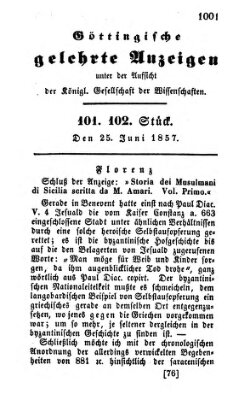 Göttingische gelehrte Anzeigen (Göttingische Zeitungen von gelehrten Sachen) Donnerstag 25. Juni 1857