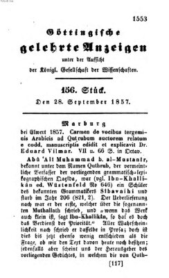 Göttingische gelehrte Anzeigen (Göttingische Zeitungen von gelehrten Sachen) Montag 28. September 1857