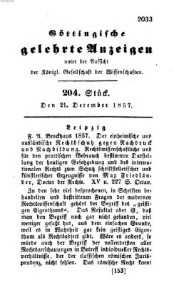 Göttingische gelehrte Anzeigen (Göttingische Zeitungen von gelehrten Sachen) Montag 21. Dezember 1857