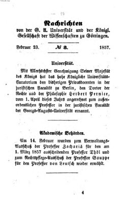 Göttingische gelehrte Anzeigen (Göttingische Zeitungen von gelehrten Sachen) Montag 23. Februar 1857