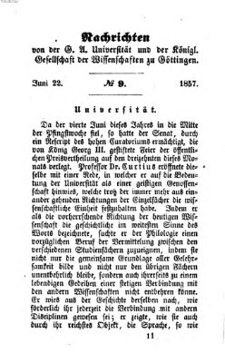 Göttingische gelehrte Anzeigen (Göttingische Zeitungen von gelehrten Sachen) Montag 22. Juni 1857