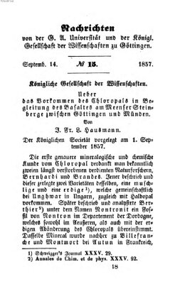 Göttingische gelehrte Anzeigen (Göttingische Zeitungen von gelehrten Sachen) Montag 14. September 1857