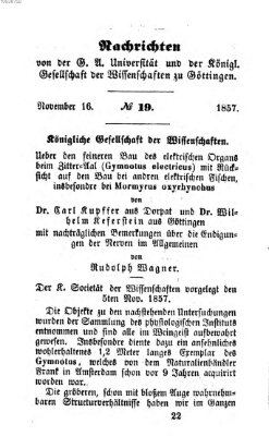 Göttingische gelehrte Anzeigen (Göttingische Zeitungen von gelehrten Sachen) Montag 16. November 1857