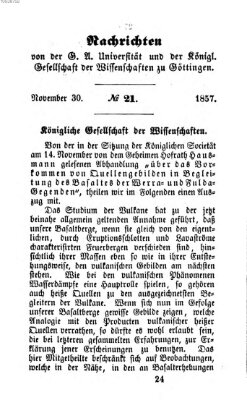 Göttingische gelehrte Anzeigen (Göttingische Zeitungen von gelehrten Sachen) Montag 30. November 1857