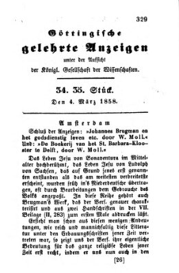 Göttingische gelehrte Anzeigen (Göttingische Zeitungen von gelehrten Sachen) Donnerstag 4. März 1858