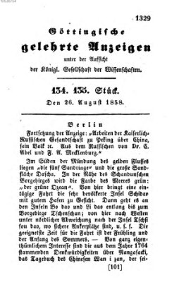 Göttingische gelehrte Anzeigen (Göttingische Zeitungen von gelehrten Sachen) Donnerstag 26. August 1858