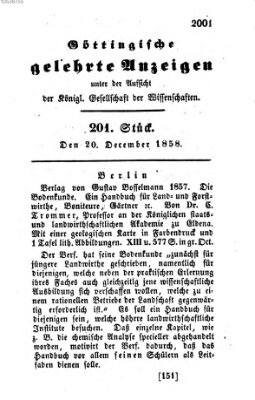 Göttingische gelehrte Anzeigen (Göttingische Zeitungen von gelehrten Sachen) Montag 20. Dezember 1858