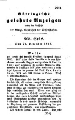 Göttingische gelehrte Anzeigen (Göttingische Zeitungen von gelehrten Sachen) Montag 27. Dezember 1858