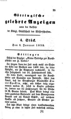 Göttingische gelehrte Anzeigen (Göttingische Zeitungen von gelehrten Sachen) Samstag 8. Januar 1859