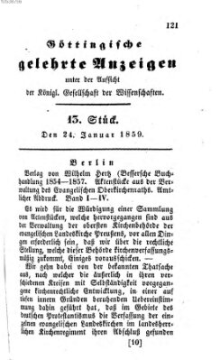 Göttingische gelehrte Anzeigen (Göttingische Zeitungen von gelehrten Sachen) Montag 24. Januar 1859