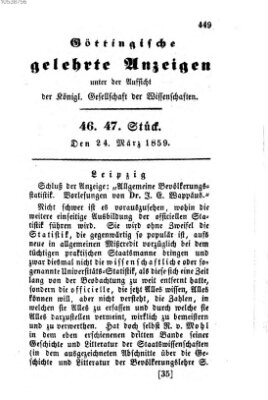 Göttingische gelehrte Anzeigen (Göttingische Zeitungen von gelehrten Sachen) Donnerstag 24. März 1859