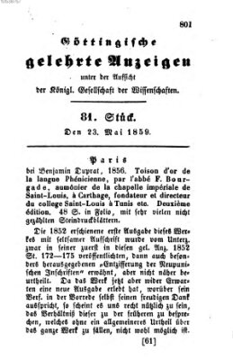 Göttingische gelehrte Anzeigen (Göttingische Zeitungen von gelehrten Sachen) Montag 23. Mai 1859