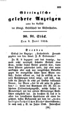 Göttingische gelehrte Anzeigen (Göttingische Zeitungen von gelehrten Sachen) Donnerstag 9. Juni 1859