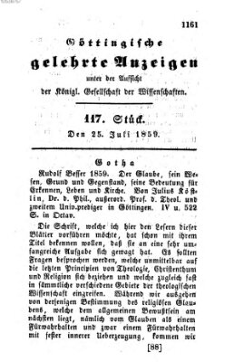 Göttingische gelehrte Anzeigen (Göttingische Zeitungen von gelehrten Sachen) Montag 25. Juli 1859