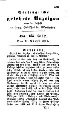 Göttingische gelehrte Anzeigen (Göttingische Zeitungen von gelehrten Sachen) Donnerstag 25. August 1859