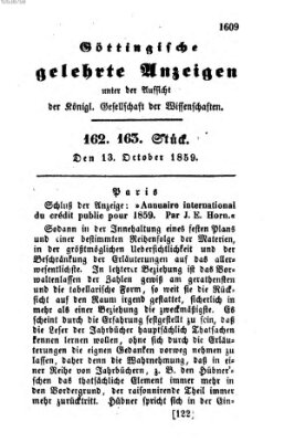 Göttingische gelehrte Anzeigen (Göttingische Zeitungen von gelehrten Sachen) Donnerstag 13. Oktober 1859