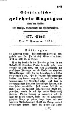 Göttingische gelehrte Anzeigen (Göttingische Zeitungen von gelehrten Sachen) Montag 7. November 1859