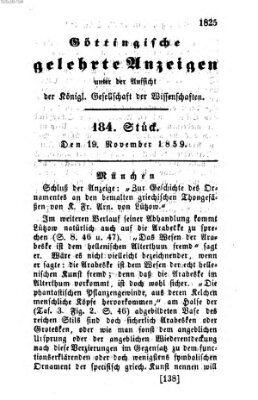 Göttingische gelehrte Anzeigen (Göttingische Zeitungen von gelehrten Sachen) Samstag 19. November 1859