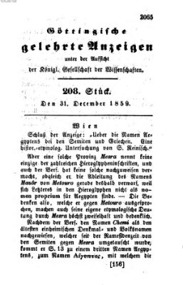 Göttingische gelehrte Anzeigen (Göttingische Zeitungen von gelehrten Sachen) Samstag 31. Dezember 1859