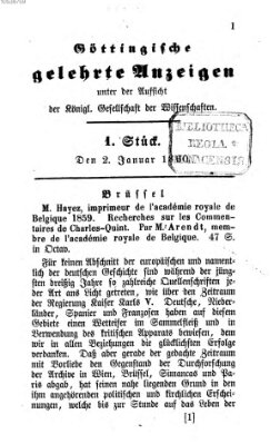 Göttingische gelehrte Anzeigen (Göttingische Zeitungen von gelehrten Sachen) Montag 2. Januar 1860