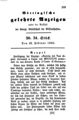 Göttingische gelehrte Anzeigen (Göttingische Zeitungen von gelehrten Sachen) Donnerstag 23. Februar 1860