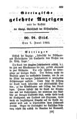 Göttingische gelehrte Anzeigen (Göttingische Zeitungen von gelehrten Sachen) Donnerstag 7. Juni 1860