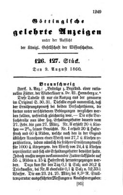 Göttingische gelehrte Anzeigen (Göttingische Zeitungen von gelehrten Sachen) Donnerstag 9. August 1860