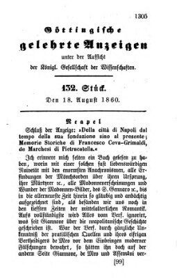 Göttingische gelehrte Anzeigen (Göttingische Zeitungen von gelehrten Sachen) Samstag 18. August 1860